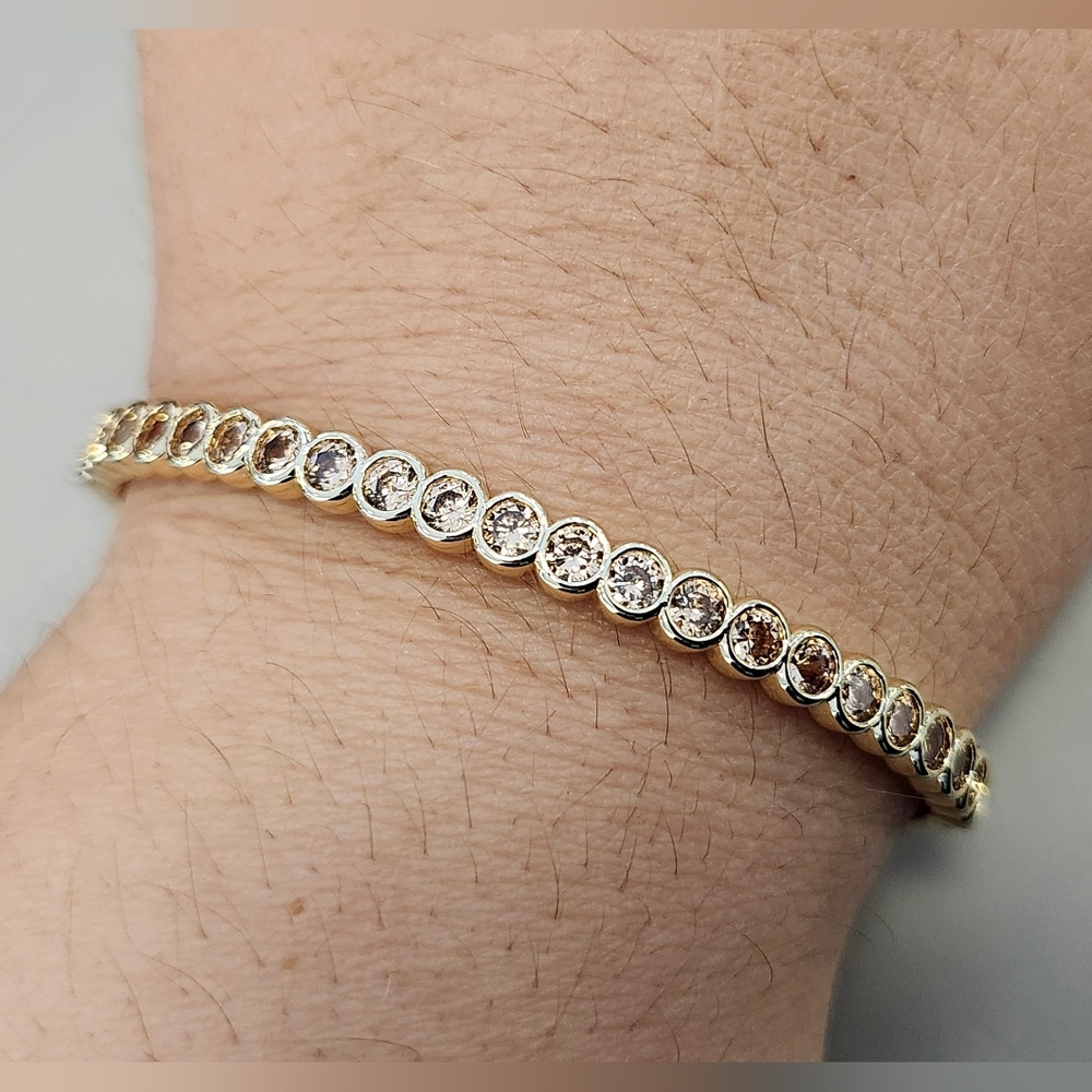 NWT Ralph Lauren Gold-Tone Cubic Zirconia Hinged Bangle Bracelet